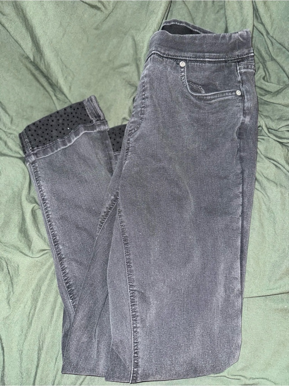 Women’s Charcoal Grey Jeggings with Studded Hem